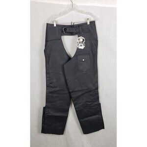 HWK‎ Leather Motorcycle Chaps Mens 36 Genuine Leather Biker Riding Pants Rodeo